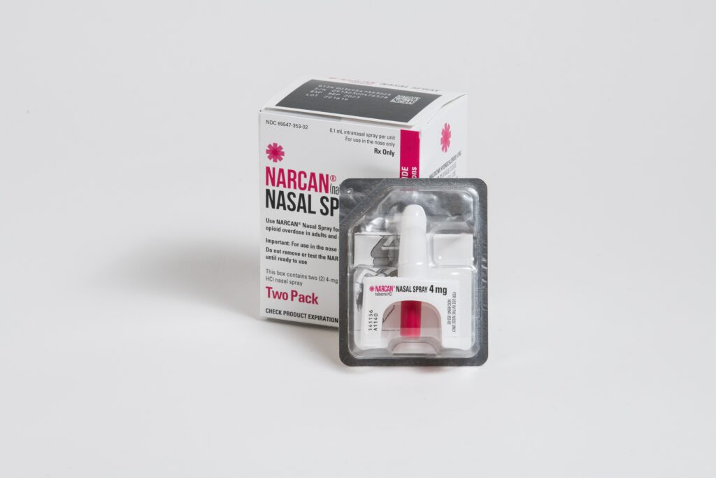 The Narcan nasal spray shown here can be used to prevent drug overdose deaths in children.