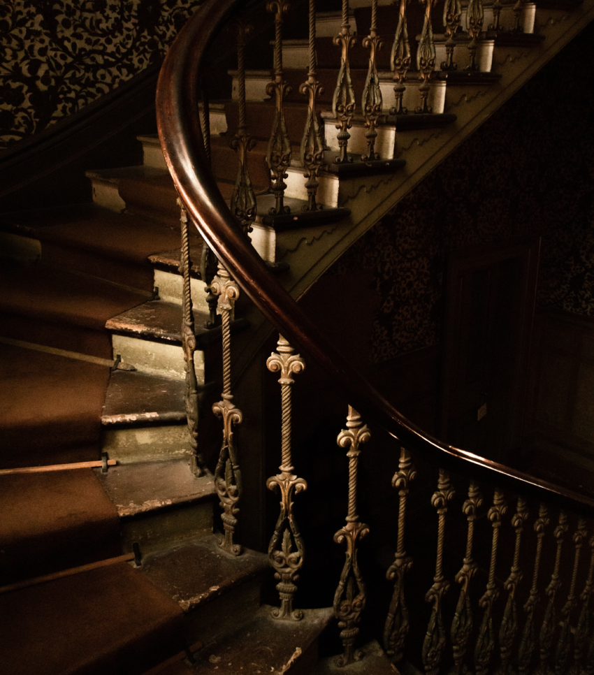 Dark wood antique staircase