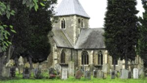 Churchyard with tombstones