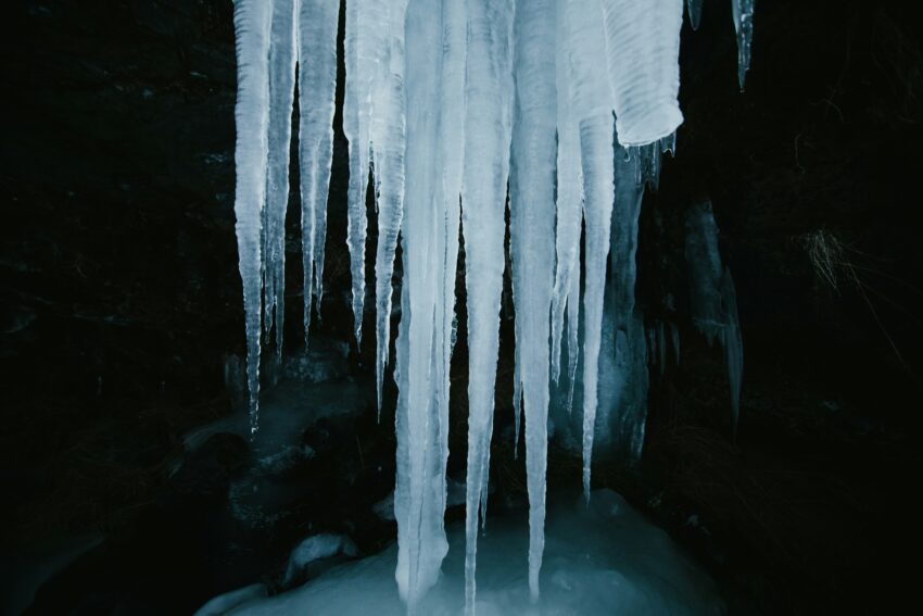 Photo of icicles on a black background