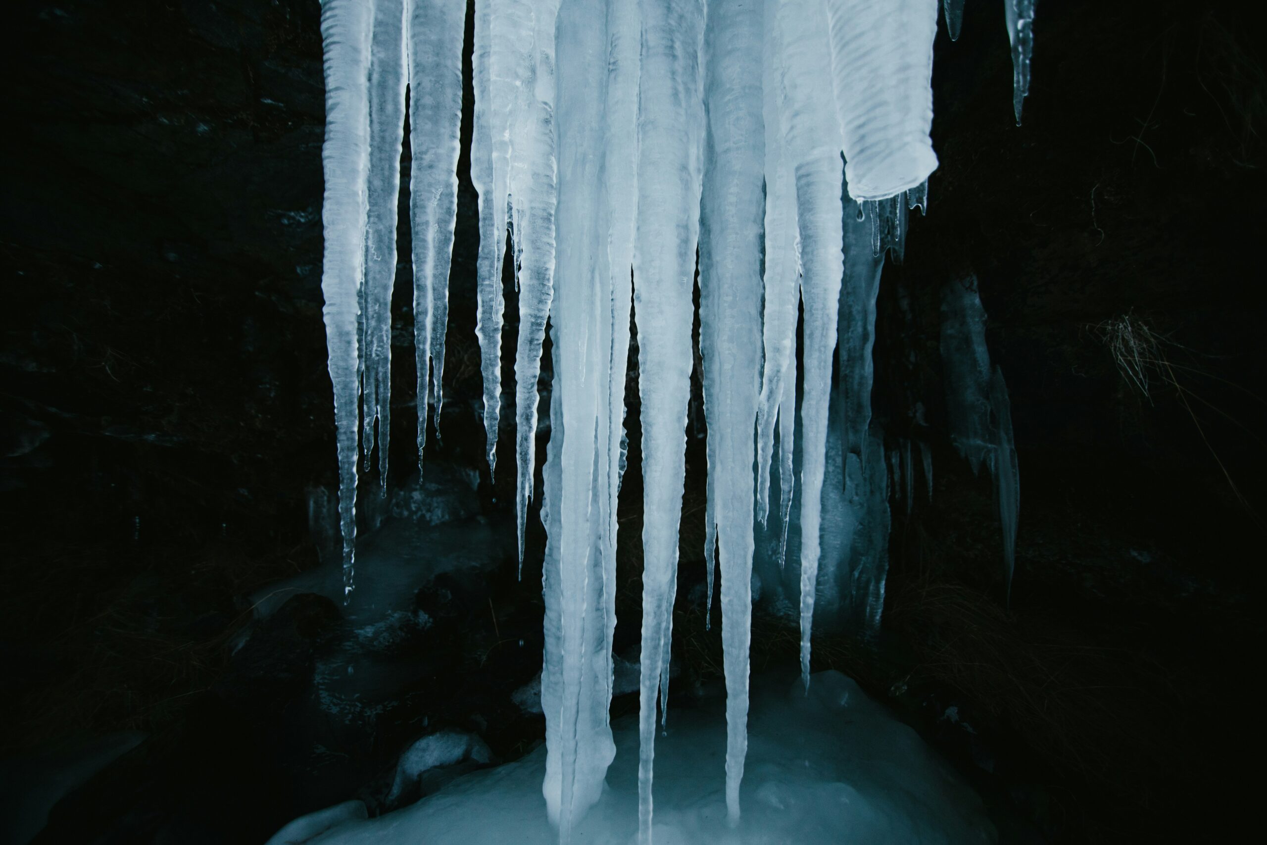 Photo of icicles on a black background